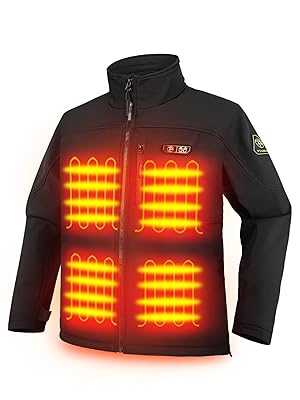 Men's Heated Jackets 5 Heat Zones Battery Pack Included, with Hand Warmer Pocket