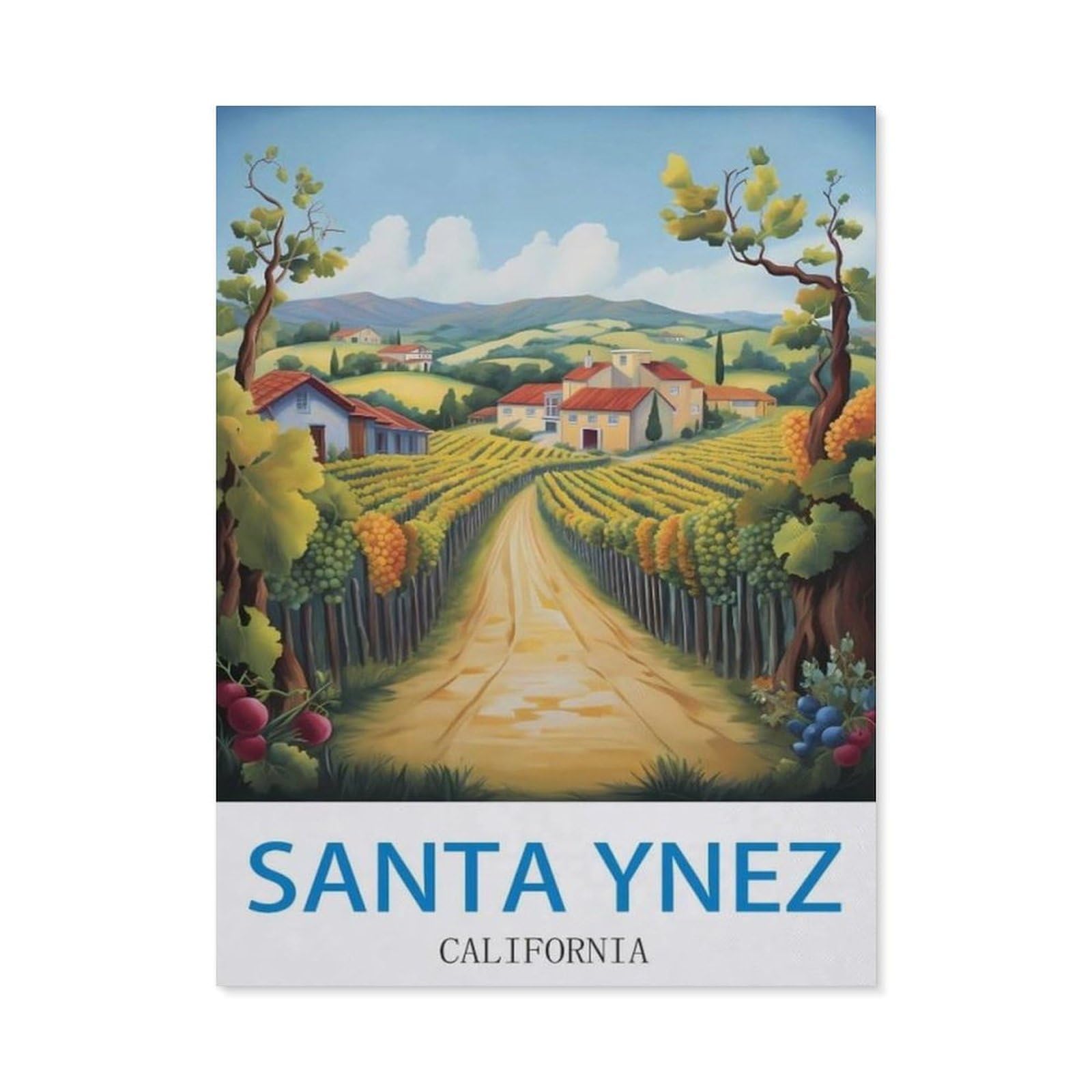 BEAYODKP Santa Ynez California，Diamond Art Kits for Adults and Kids, Full Drill Round Rhinestone Paint with Diamonds（40 x 50 cm/15.74 x 19.68 inches）-CM55