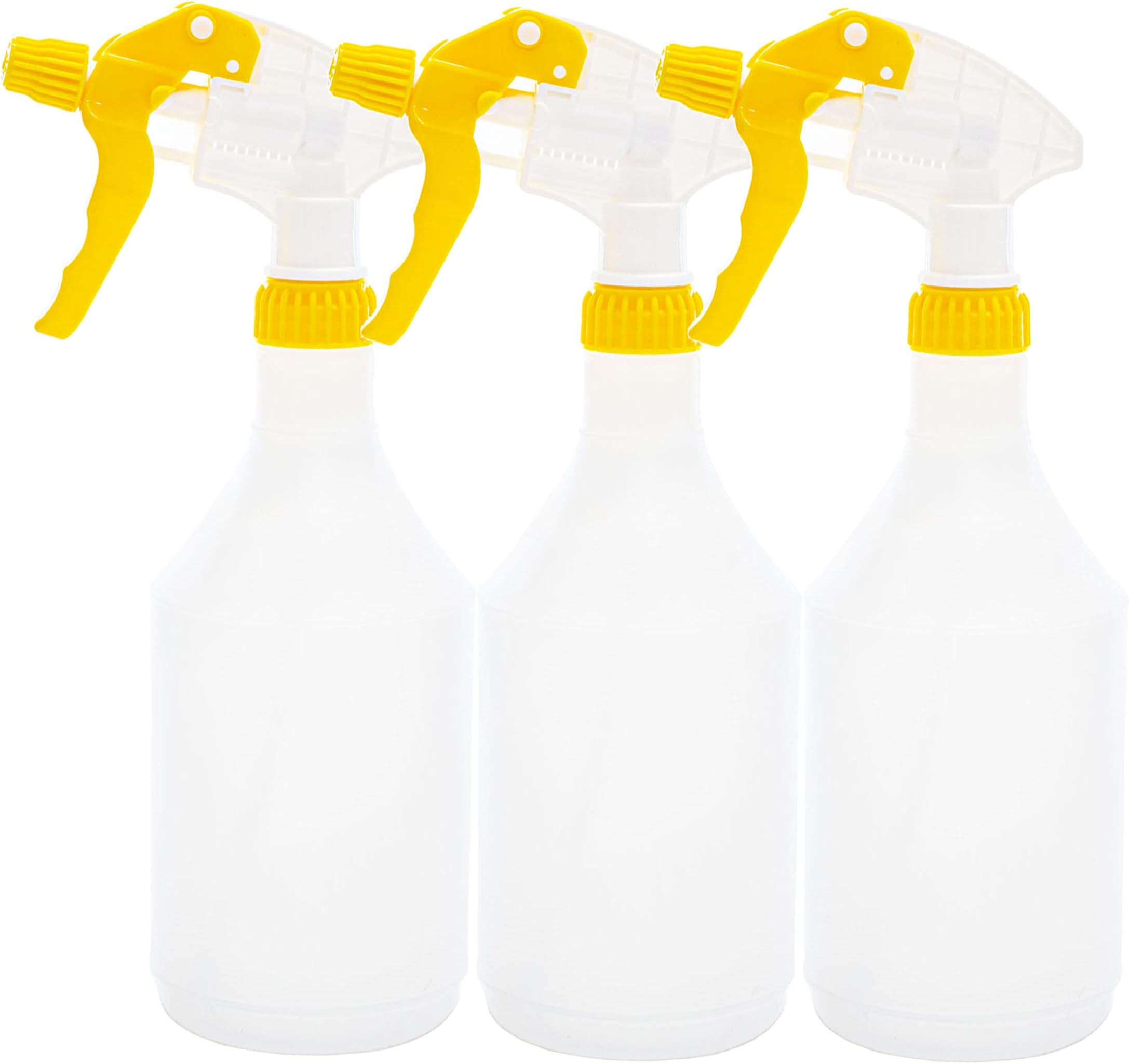 Clay Roberts Water Spray Bottles, Mist and Jet Settings, Pack of 3, Yellow, 750ml, Measuring Gauge, Yellow Spray Bottles, Cleaning, Gardening, Sprayer Bottle, Water for Cleaning