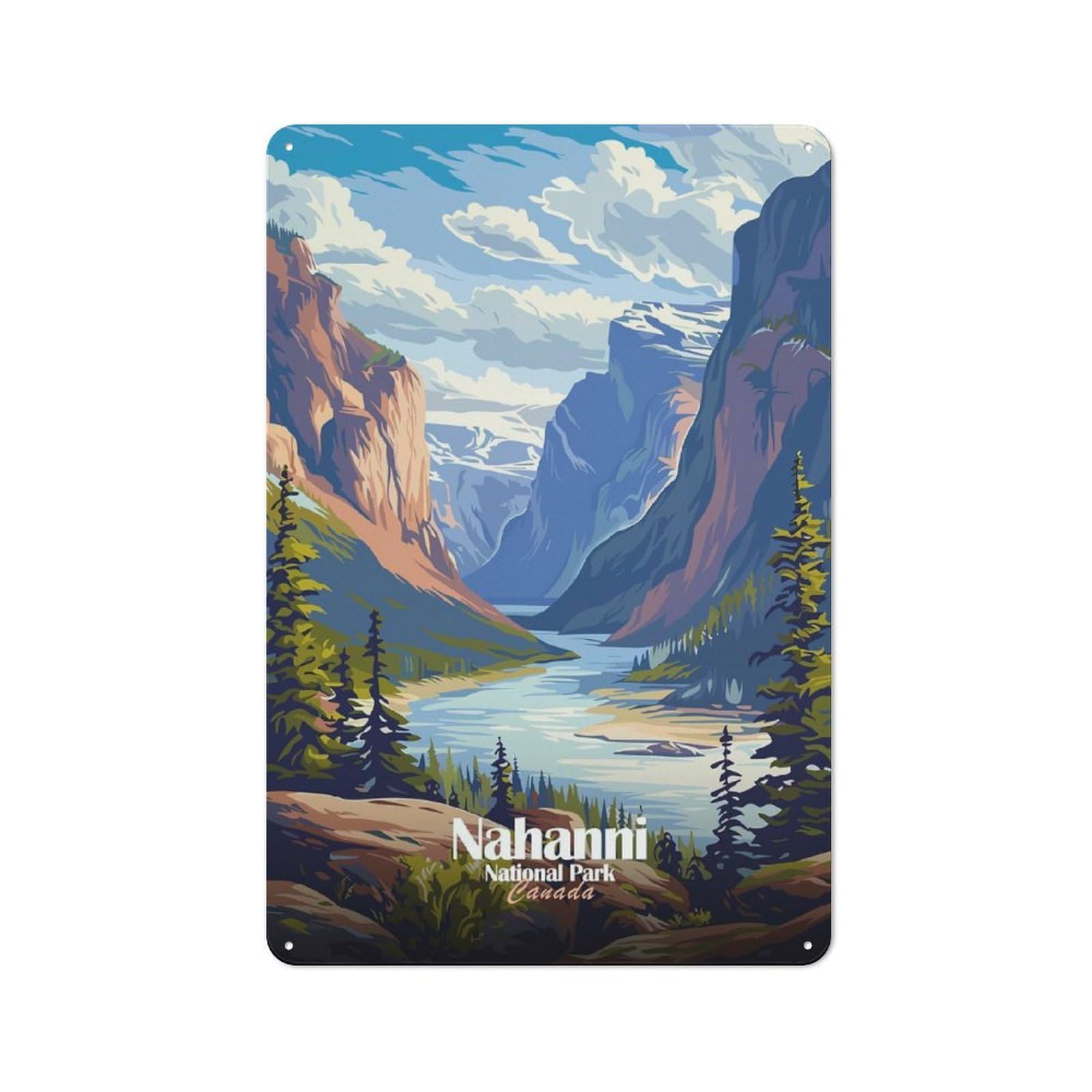 Junmoney Nahanni National Park Canada Landscape Art Rustic Tin Sign 30X20cm For Garden Room Or Summerhouse, New-Space Wall Decor For Garden Room Decor Fans