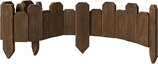 Wood Garden Edging, Staggered Wooden Edging Border Decorative Small Picket Panels for Flower Bed Barriers and Landscape Fencing (5.9" H x 47" L, 1 Pack)
