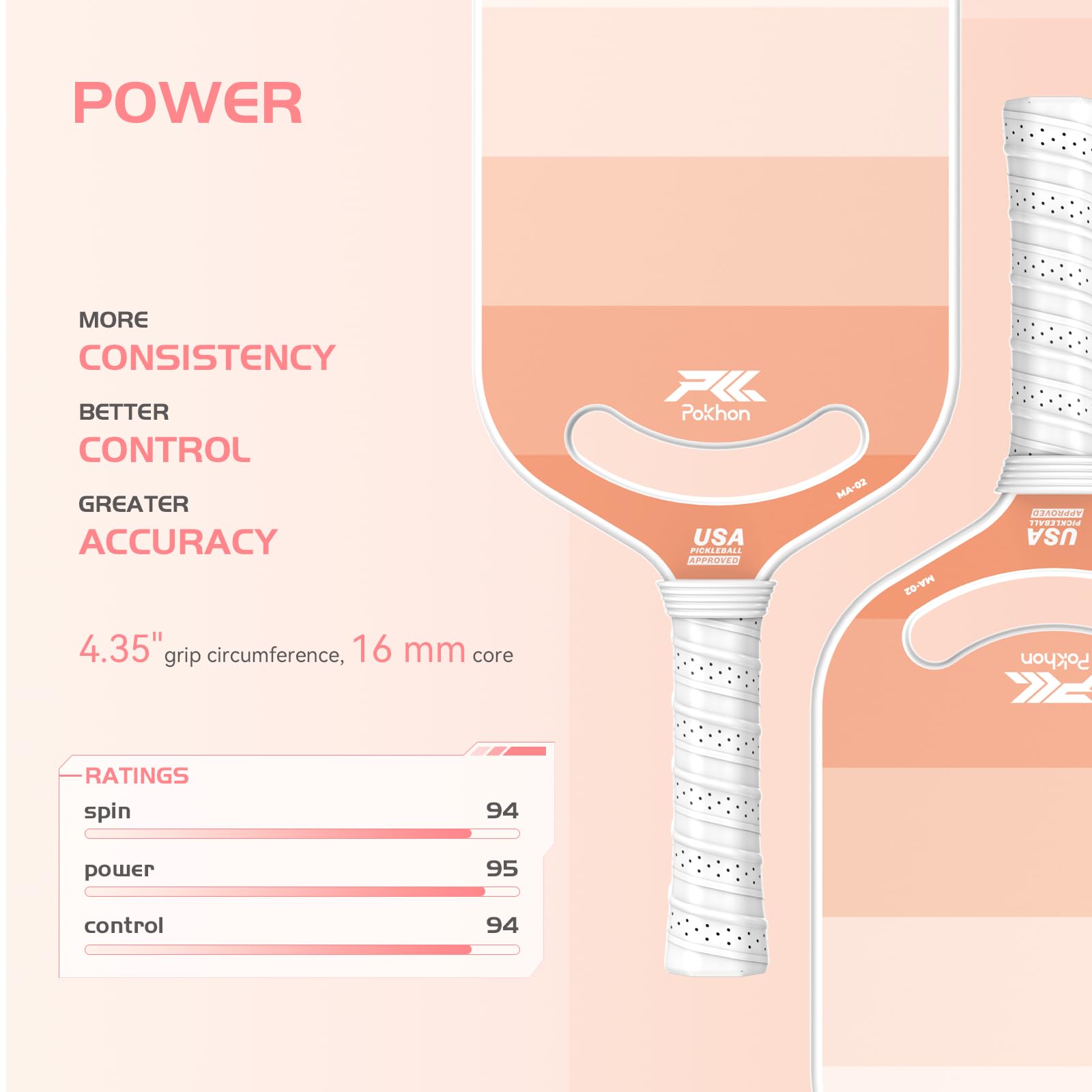 Pickle Ball Paddle Set Of 2 T700 Raw Carbon Fiber For Pros Carbon Friction Surface Polymer Honeycomb Core Enhanced 777893 - View #8