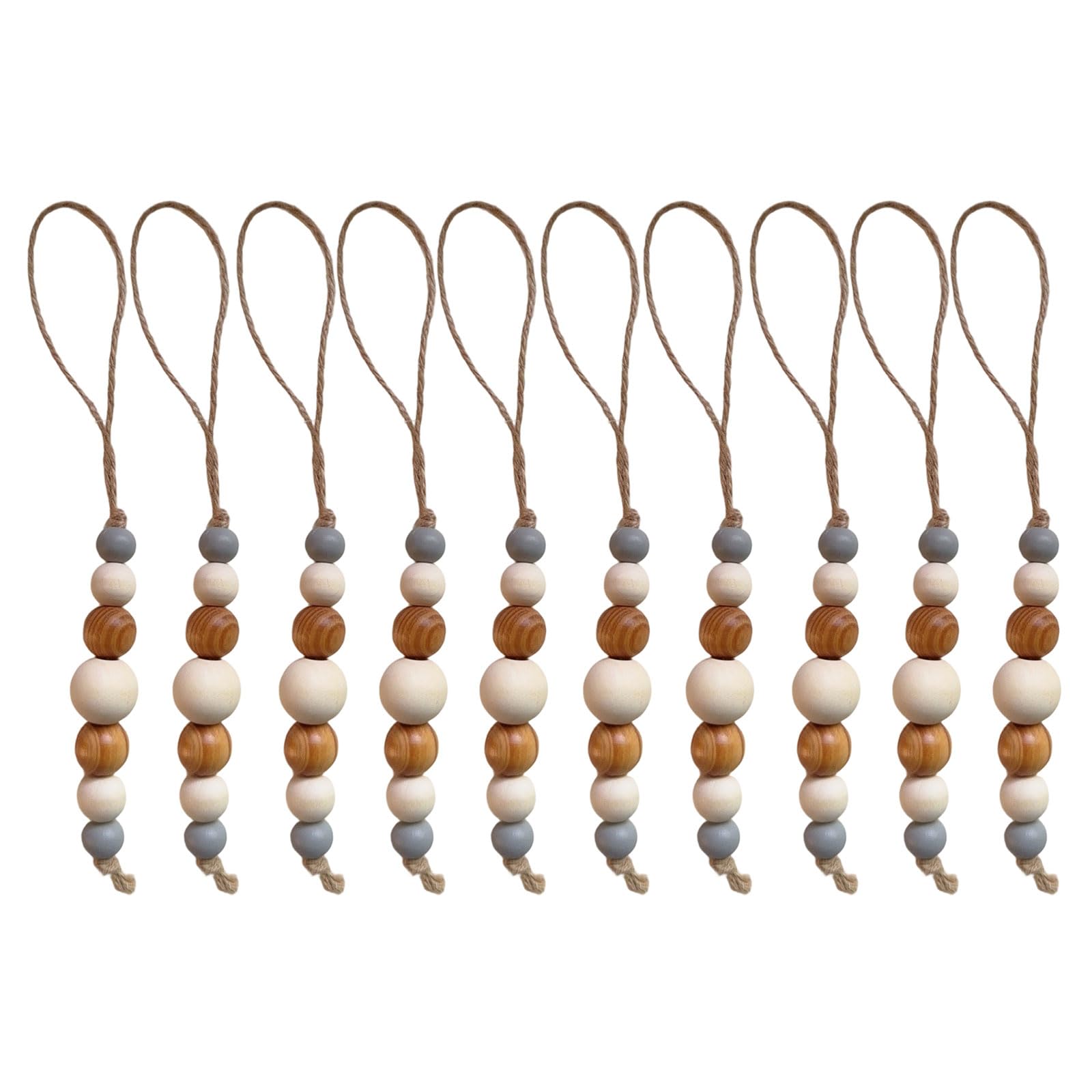 hogtnd 10 Pieces Wooden Beads Christmas Ornaments with Rope for Indoor Outdoor Christmas Decoration Bead Decoration