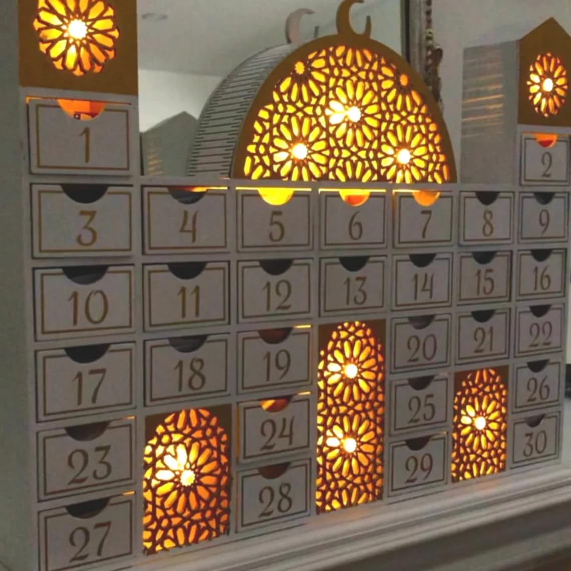 Calendario de mezquita de Ramadán y chocolates crema (30 unidades)