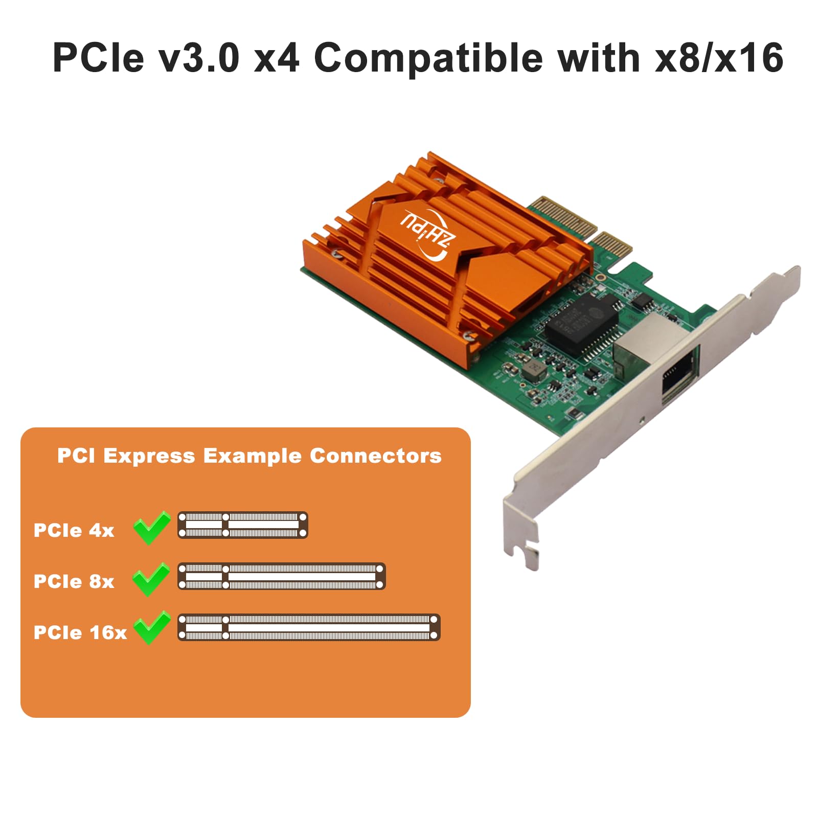 Adattatore di rete Ethernet PCIex4 10G RJ45, scheda di rete NIC RJ45 a porta singola, velocità dati 10/100/1000M/2,5G/5G/10Gbps, supporta Windows Server/Windows/Linux/Ubuntu, marrone