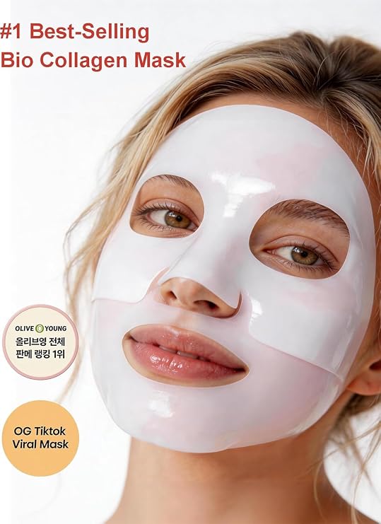 Bio Collagen Mask, Hydrogel Overnight Masks - Deep for Radiant Glass Skin Glow, Night Wrapping Face Mask, 5 Pcs
