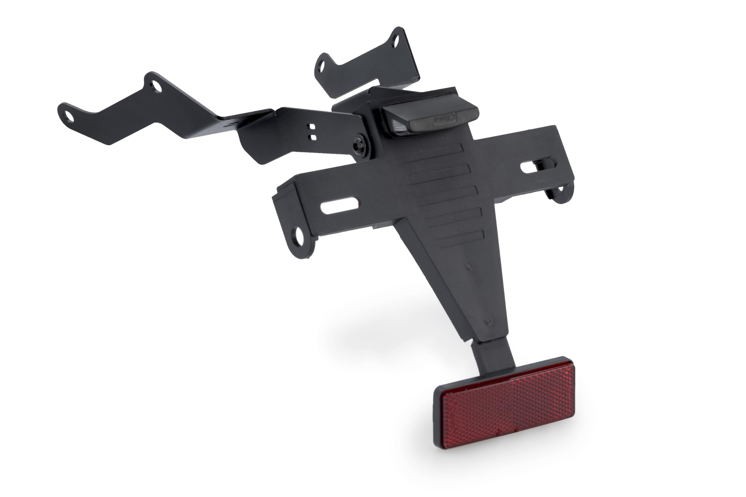 Puig 22391N License Plate Holder; sporty and functional design; steel and polyamide structure; includes homologated license plate light and reflector, Black