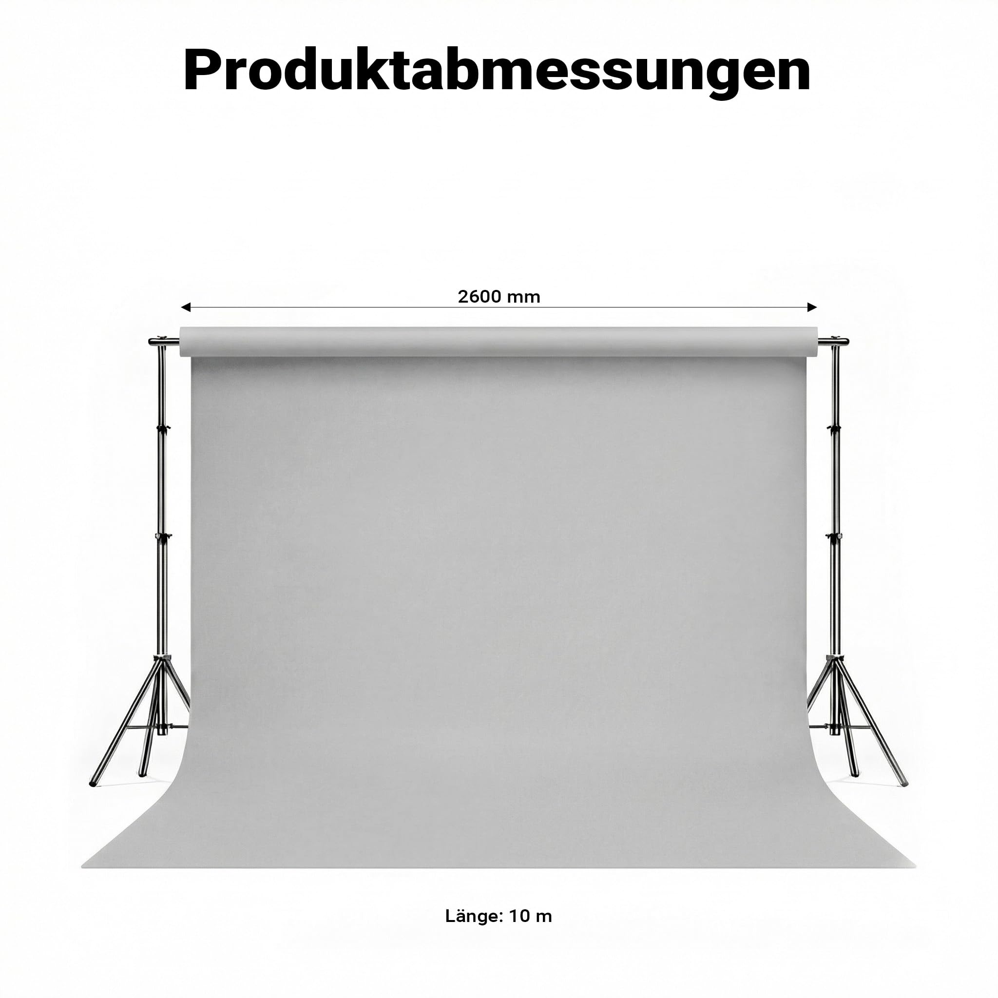 Walimex pro Hintergrundkarton 2,60 x 10 m light grey, robuster Fotohintergrund aus Karton, Fotoleinwand als Backdrop für Fotostudio, reflexfrei, strapazierfähig, ideal für Produktfotografie