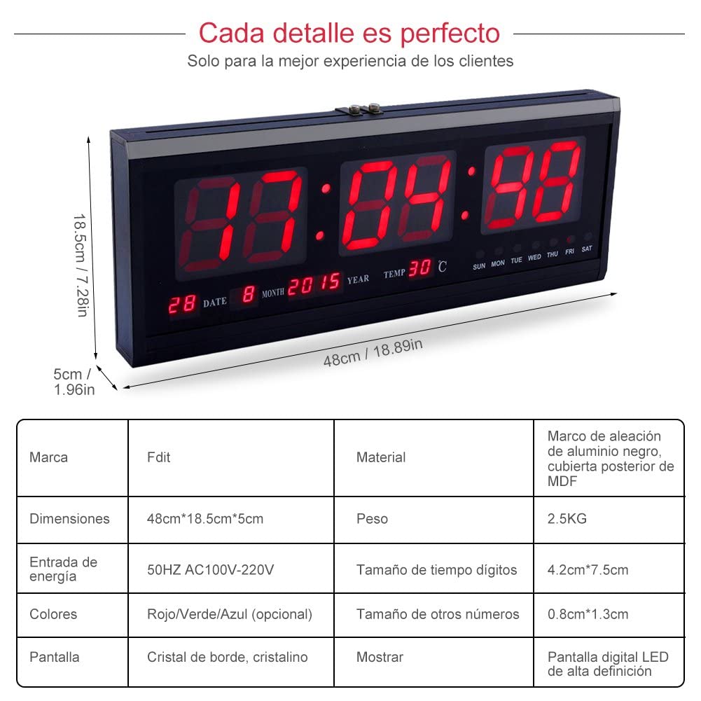 Yosoo LED Multifunzione digitale con calendario Orologio da parete con display della temperatura per Casa Ufficio