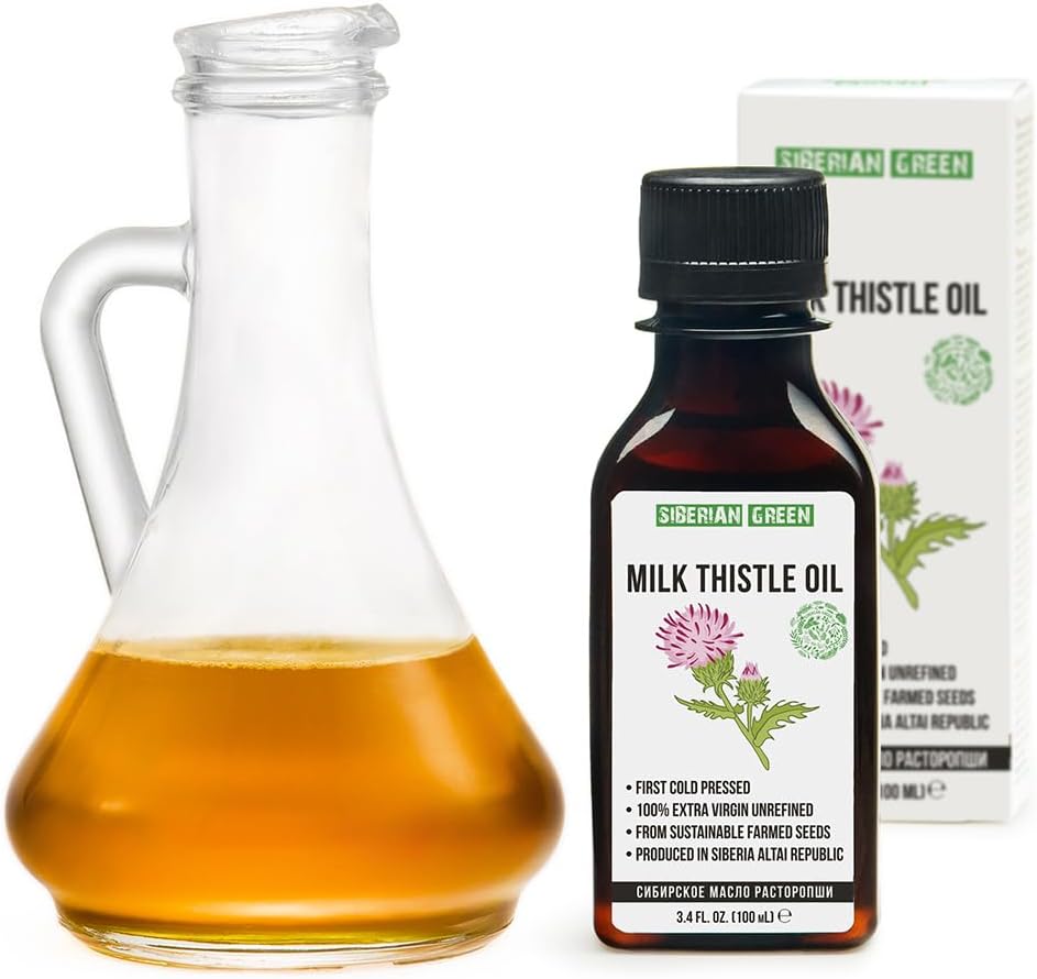 Siberian Milk Thistle Oil | 100% Natural Extra Virgin Cold Pressed 100 ml / 3.4 fl oz | Unrefined Raw