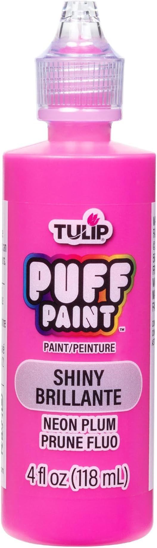 Tulip Puff Fabric Paint, Permanent Craft Paint for Clothes, DIY Projects, Notoxic, 4 fl oz, Neon Plum