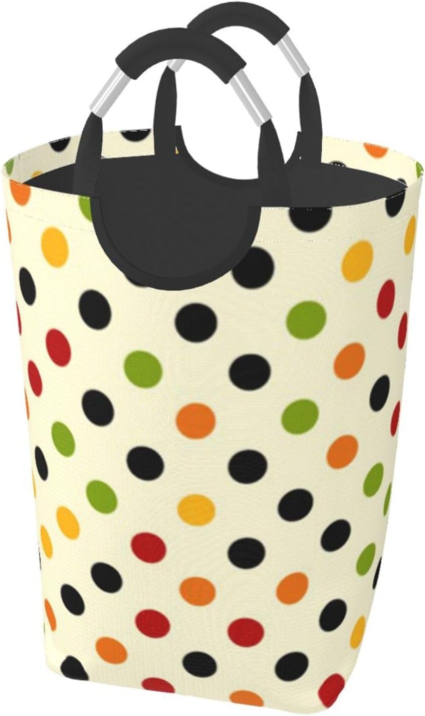 Large Laundry Basket, Abstract Dots Laundry Hamper Bag Collapsible Washing Bin With Handles for College Dorm, Family Essentials Storage