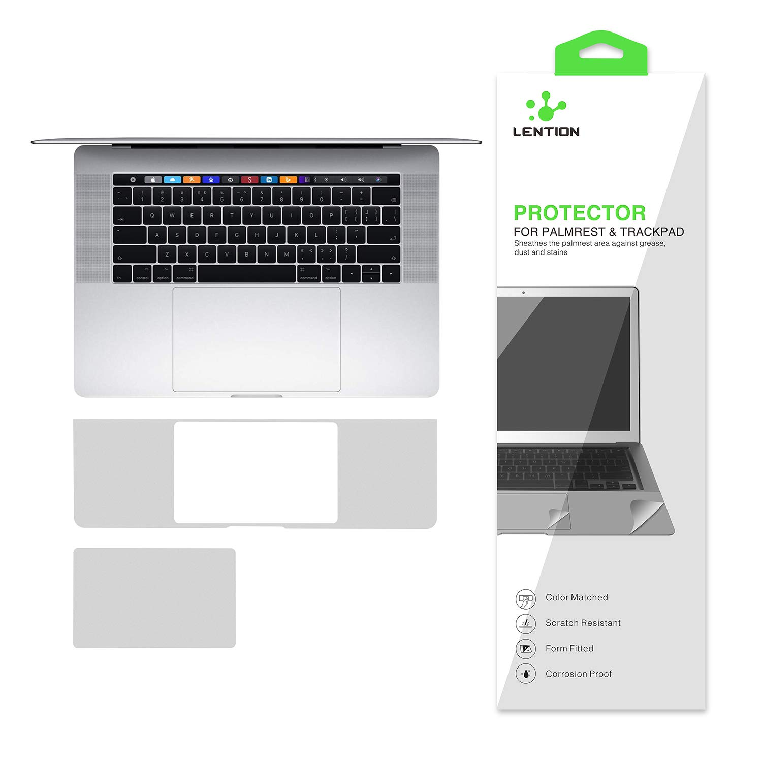 LENTION Repose-Poignets Coque Peau avec Trackpad Protecteur pour MacBook Pro 15 pouces 2016-2019 Thunderbolt 3 Argent