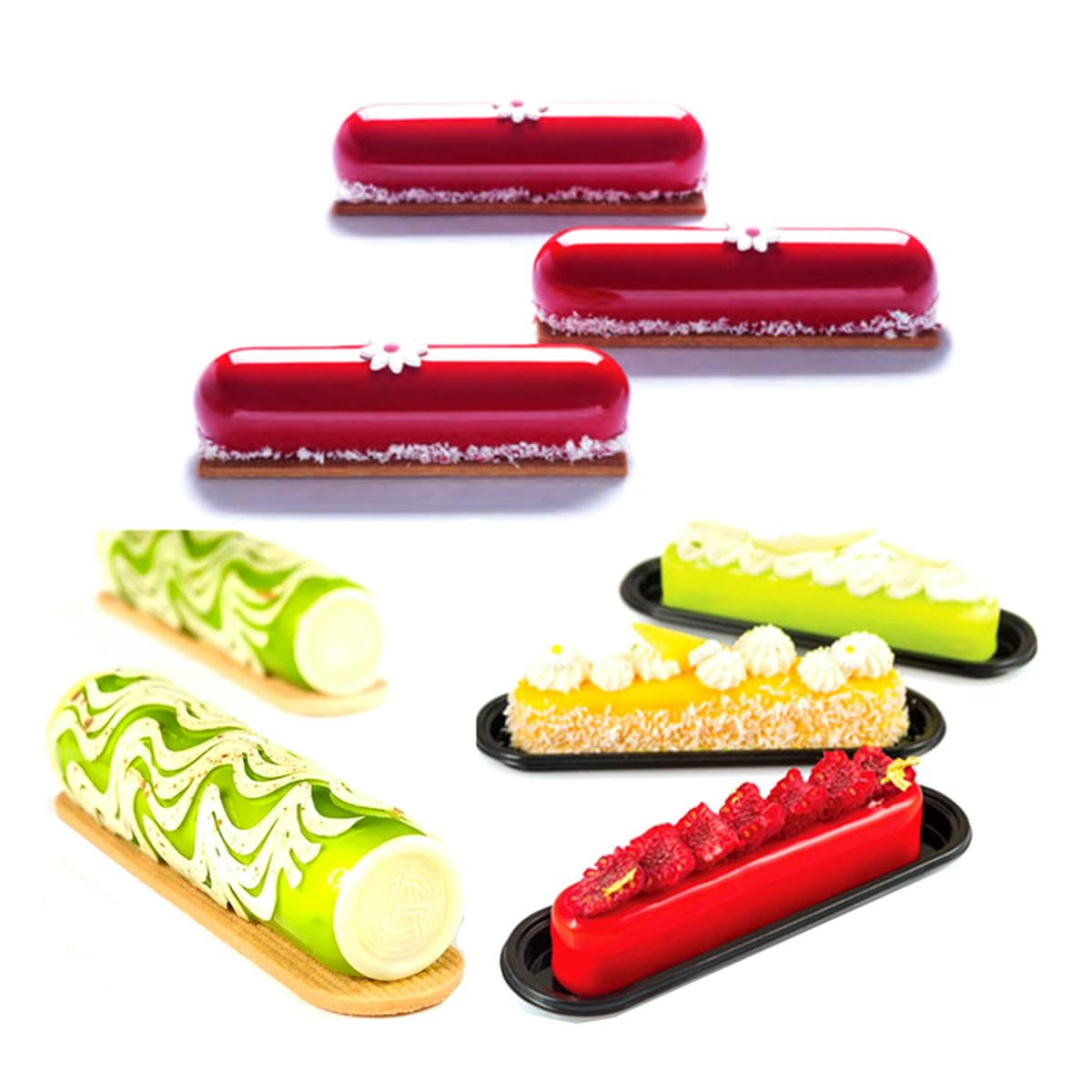 Mold Lightning PuffCake Formen Dessert Pan Kuchen Karton Tablett Gebäck Backwerkzeuge Backgeschirr Set-Golden-Rechteck-XL