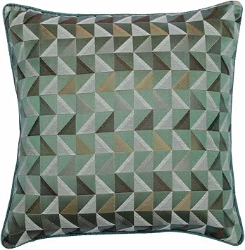 Fabric Mart Direct Cushion Cover for Sofa, Decorative Teal Blue 12"x12" 30x30 cm Throw Pillows for Couch, Jacquard Silk Geometric Cushion Cover, Geometric Pattern Modern Style - Teal Moire Effects