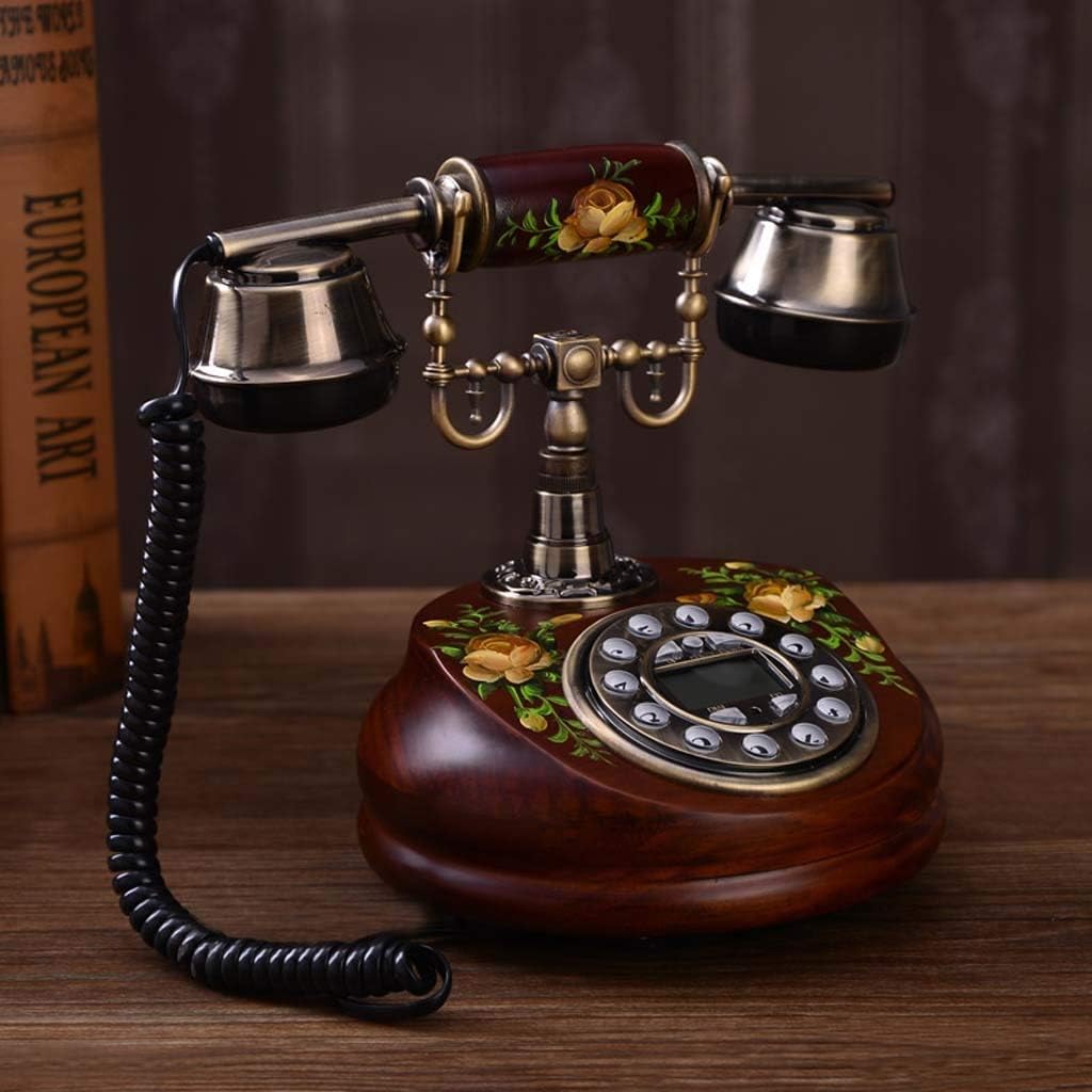 Qdid Antique Telephone Retro Vintage Landline House Home Phone Handset Corded Telephone with Classic Dial Set