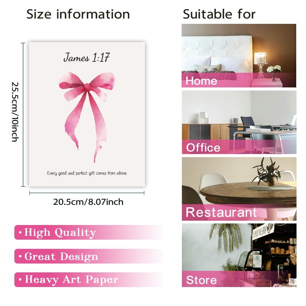 GOMAKERER 6 Pcs Pink Christian Wall Art Prints - Image 2