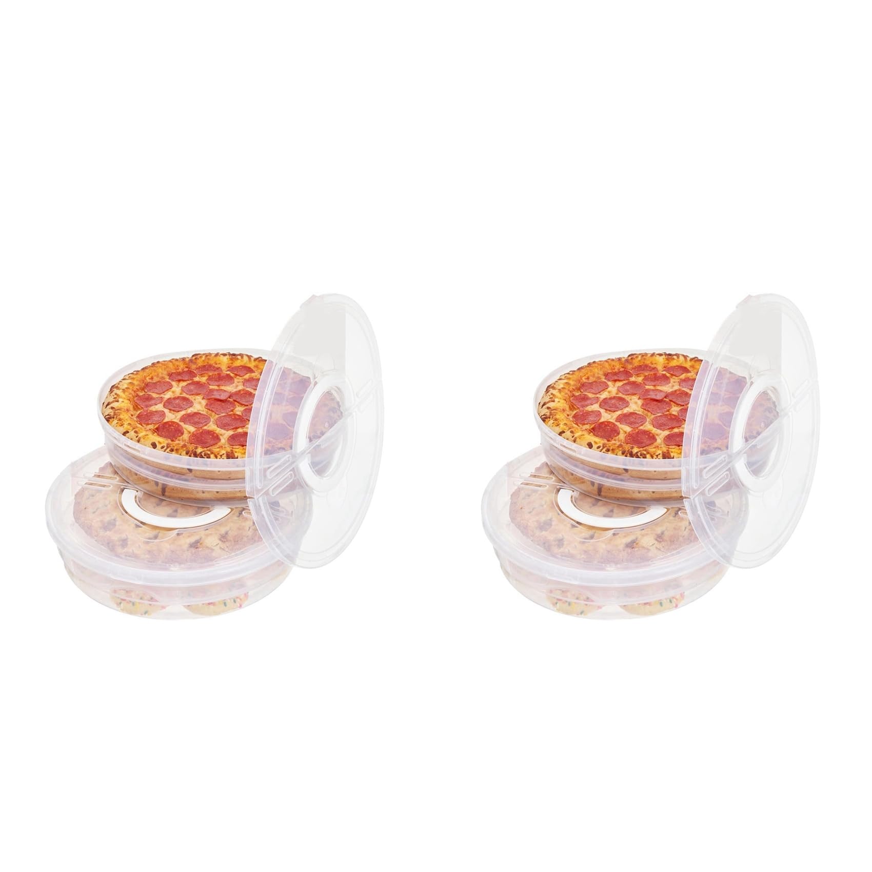 Hndhbfgrt 12-Inch Pie Carrier with Lid and Divider, 4-Pack Reusable Pizza Storage Container, Expandable Pie Carrier with Handle