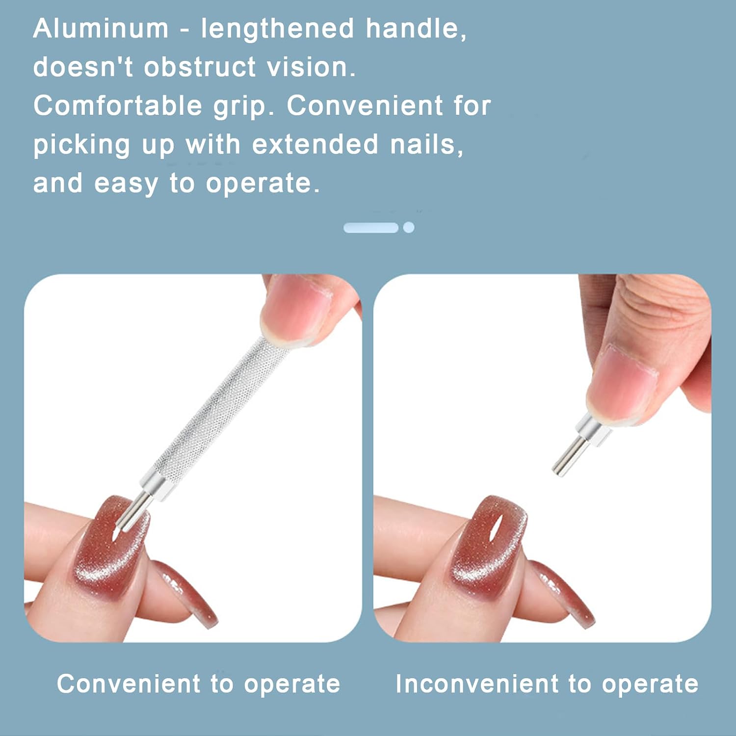 WOKOTO Double Side Cylinder Cat Eye Magnet For Nails, 1 Pc Silver Nail Magnet For Nail Art Cat Eye Gel Polish Magnet Tool, Nail Polish Magnet Pen For Magnetic Gel Polish Cateye Magnet For Nails