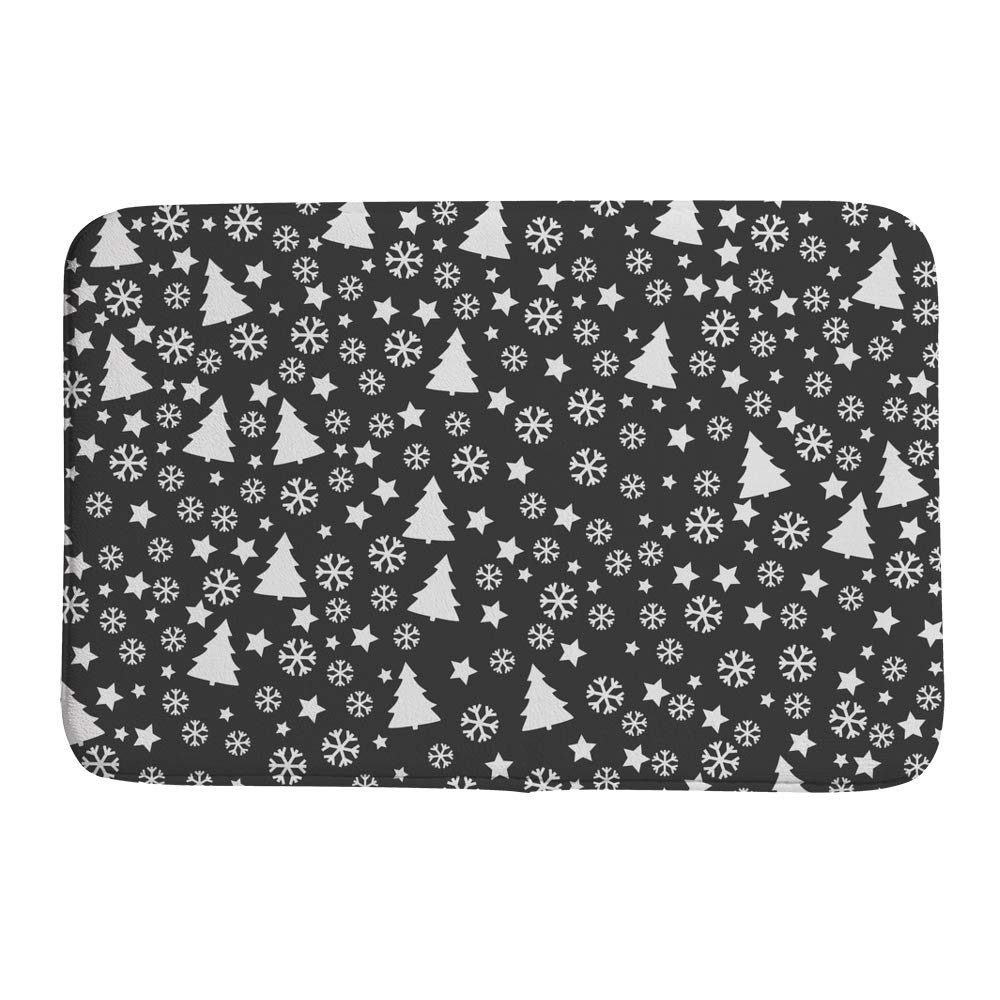 Tapis de bain antidérapant de Noël noir et blanc en velours 61x91