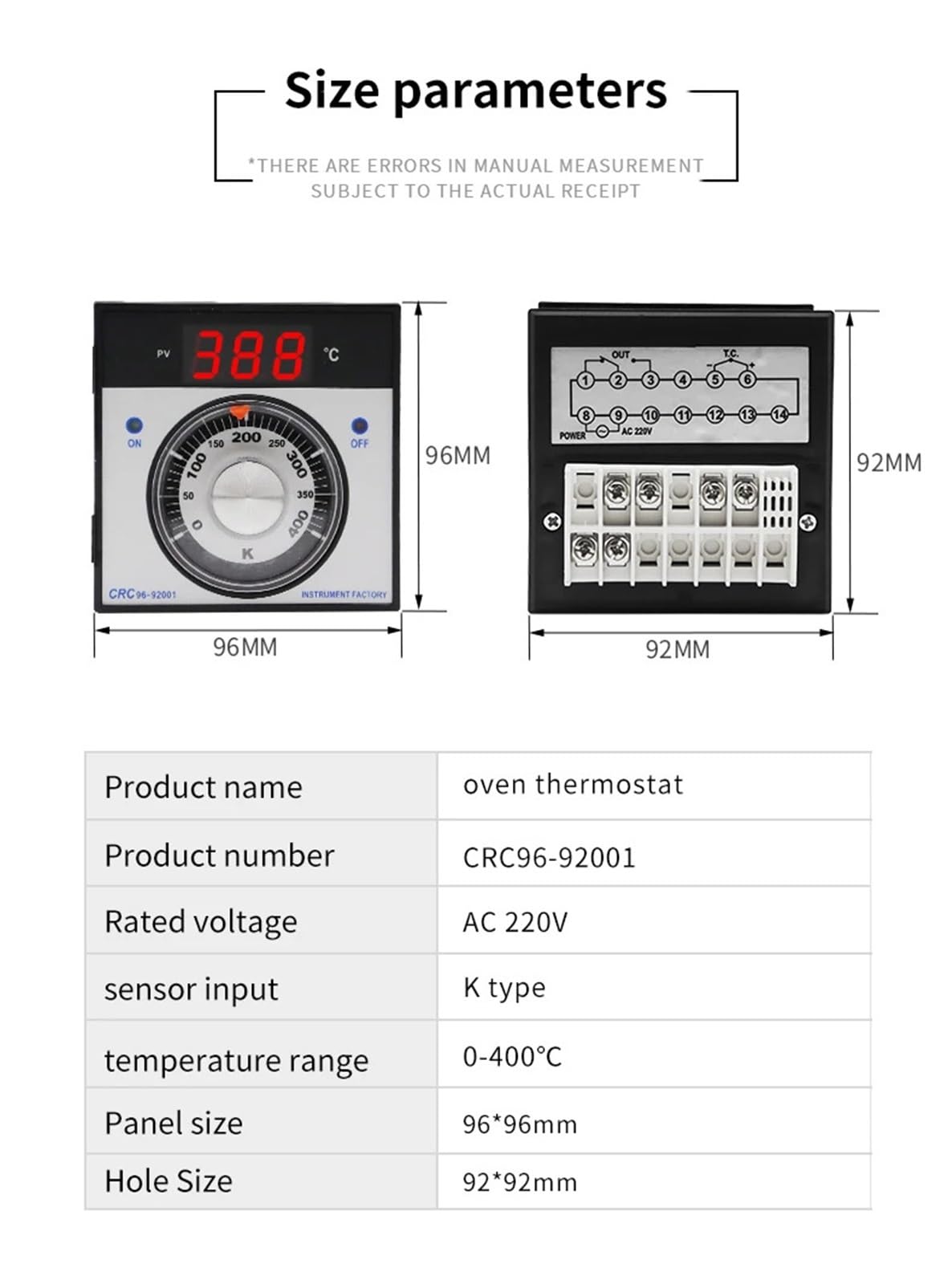 Uniwersalny termostat do pieca gazowego/elektrycznego TEH96-92001 akcesoria do pomiaru temperatury