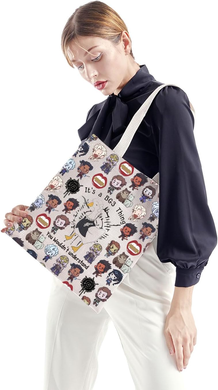 ZJXHPO BG3 Tote Bag Its A BG3 Thing Reusable Grocery Shopping Bag Astarion Handbag BG3 Gamer Shoulder Bag (BG3 Tote) - Image 5