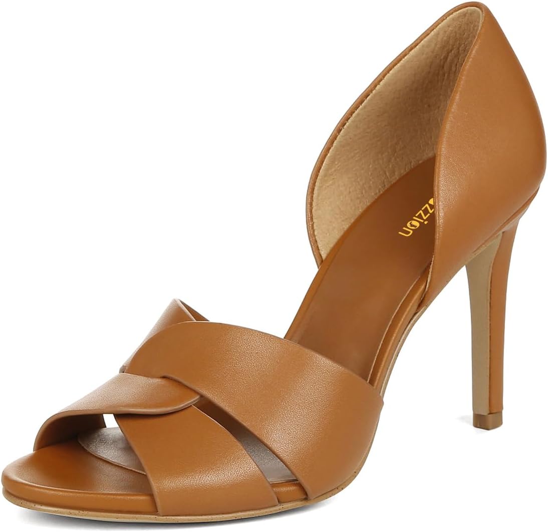 Pazzion Women's Sexy Open Almond Toe High Heeled D'Orsay Pump Slip On Stilettos Heels Two Piece Sandal Versatile Party Event Shoe Size 4-16 US