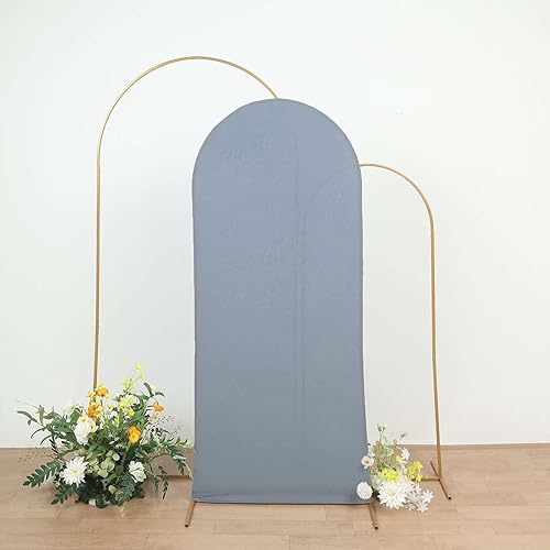 Vista 188 de Efavormart - Marco de fondo redondo de elastano de 7 pies, cubierta de arco de boda de 2 lados Blanco