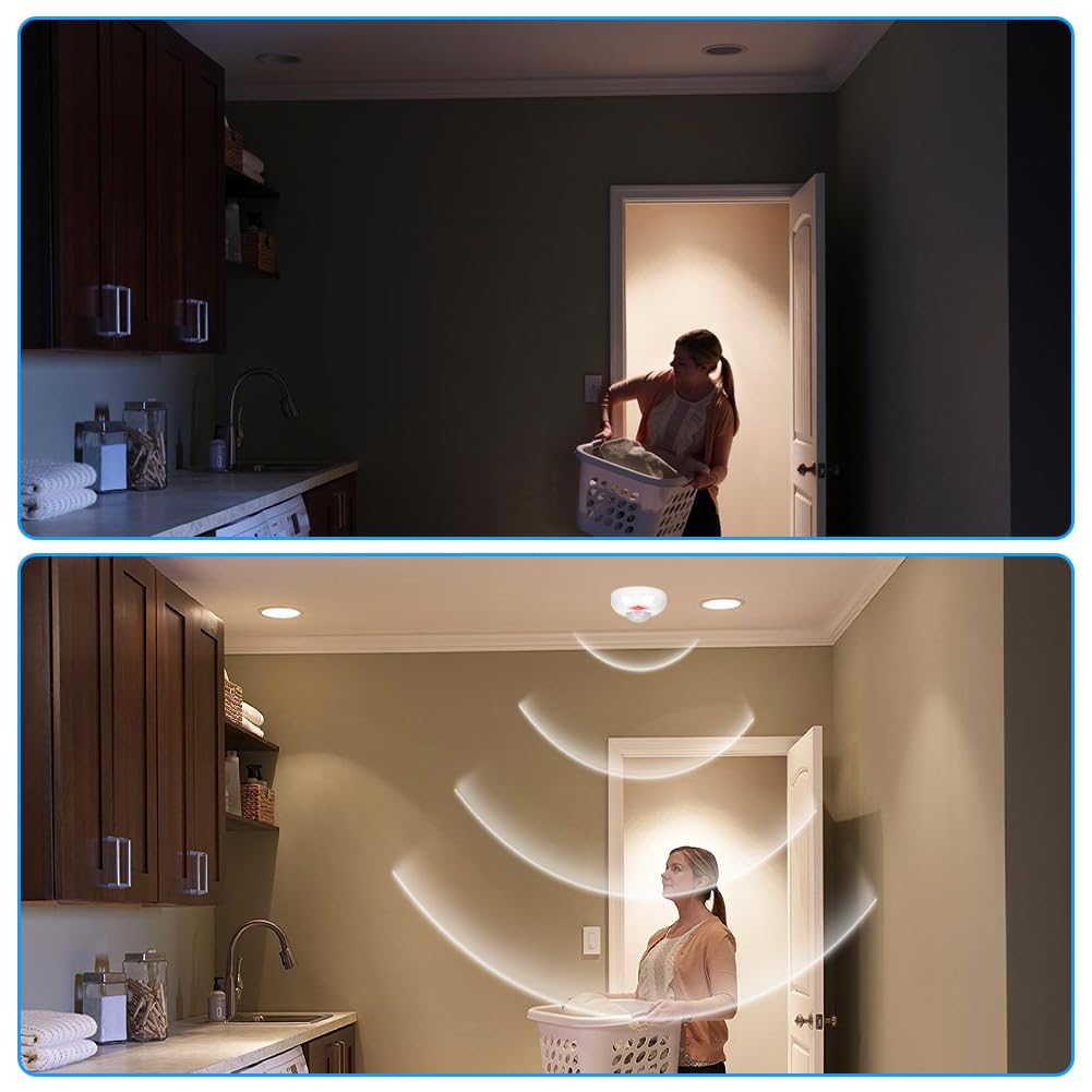 PerGar Capteur D'occupation Pour Montage Au Plafond, Détecteur De Mouvement à 360°, Technologie Infrarouge à Induction, Blanc