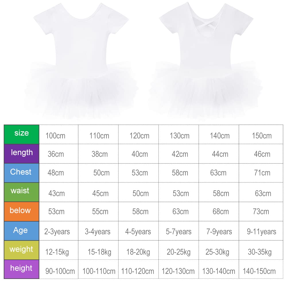 Bezioner Maillot de Danza Tutú Vestido de Ballet Gimnasia Leotardo Algodón Body Clásico Manga Corta Manga Corta para Niña — view 7