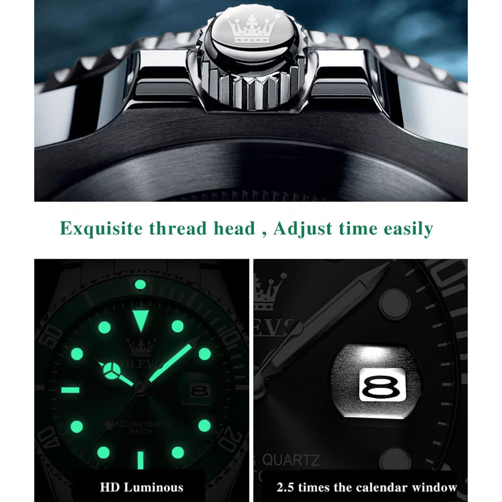 Raitown Orologi Uomo in Acciaio Inossidabile, 41mm di Diametro con Lancette Luminose e Calendario, Movimento a Quartzo, Impermeabile 3ATM, Classico Orologio da Uomo