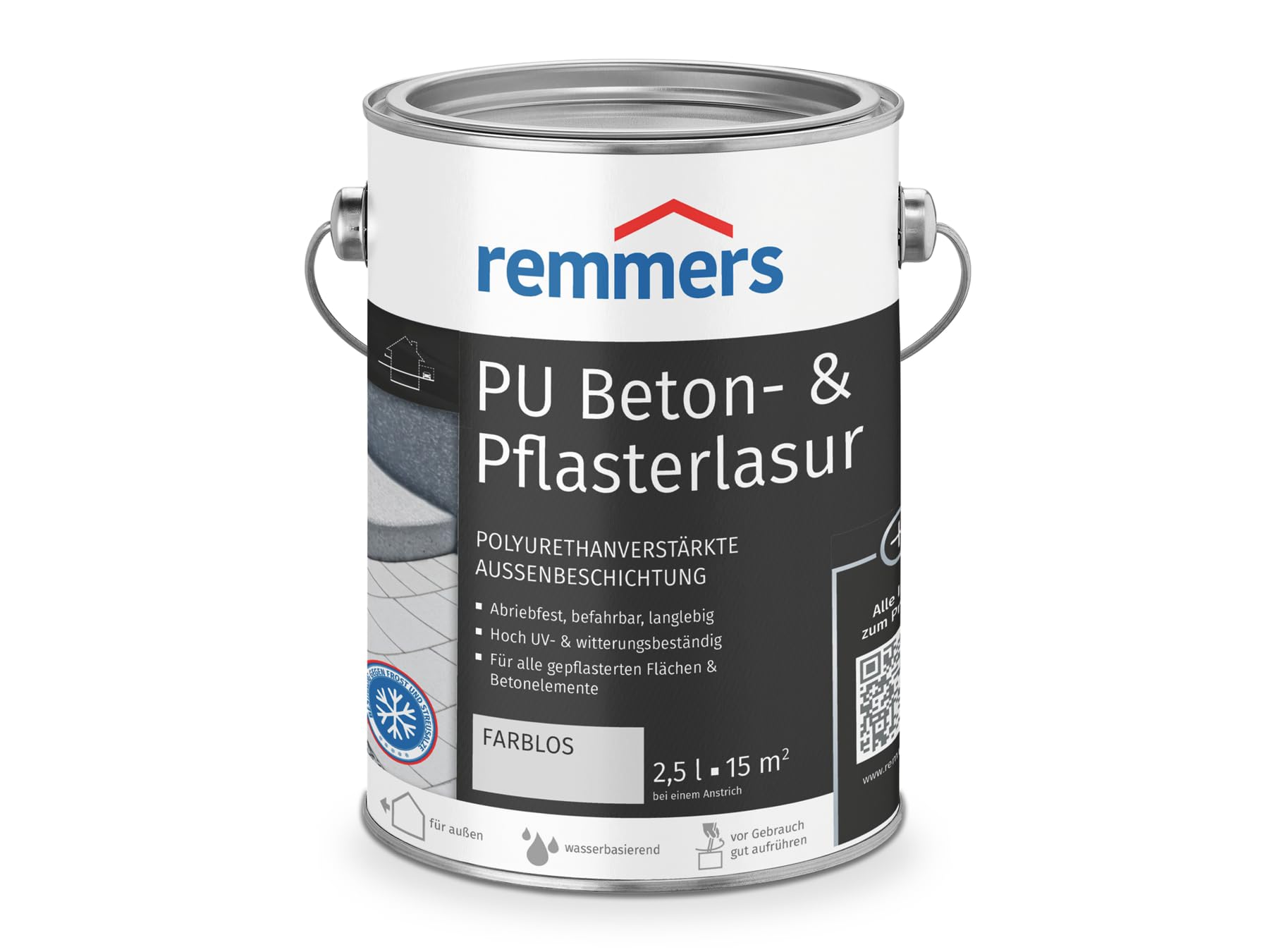 Remmers PU Beton- & Pflasterlasur transparent, 2,5 Liter, für saugfähige/mineralische oder abgewitterte Untergründe im Außenbereich, lichtbeständig