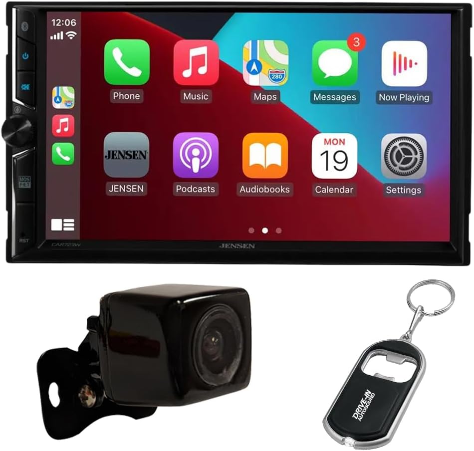 Jensen CAR723W 7" Double-DIN Digital Multimedia Receiver with Wireless Android Auto, Apple CarPlay and Backup Camera