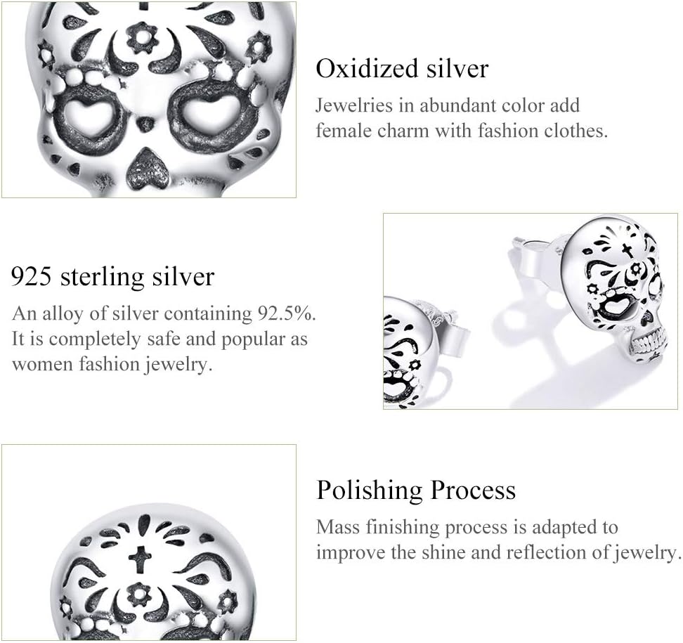 Fashion Tiny Skull Stud Earrings Sterling Silver S925 for Women Men Cross Skeleton Halloween Earrings Cartilage Tragus Earring Unisex Gothic Jewelry - Image 6