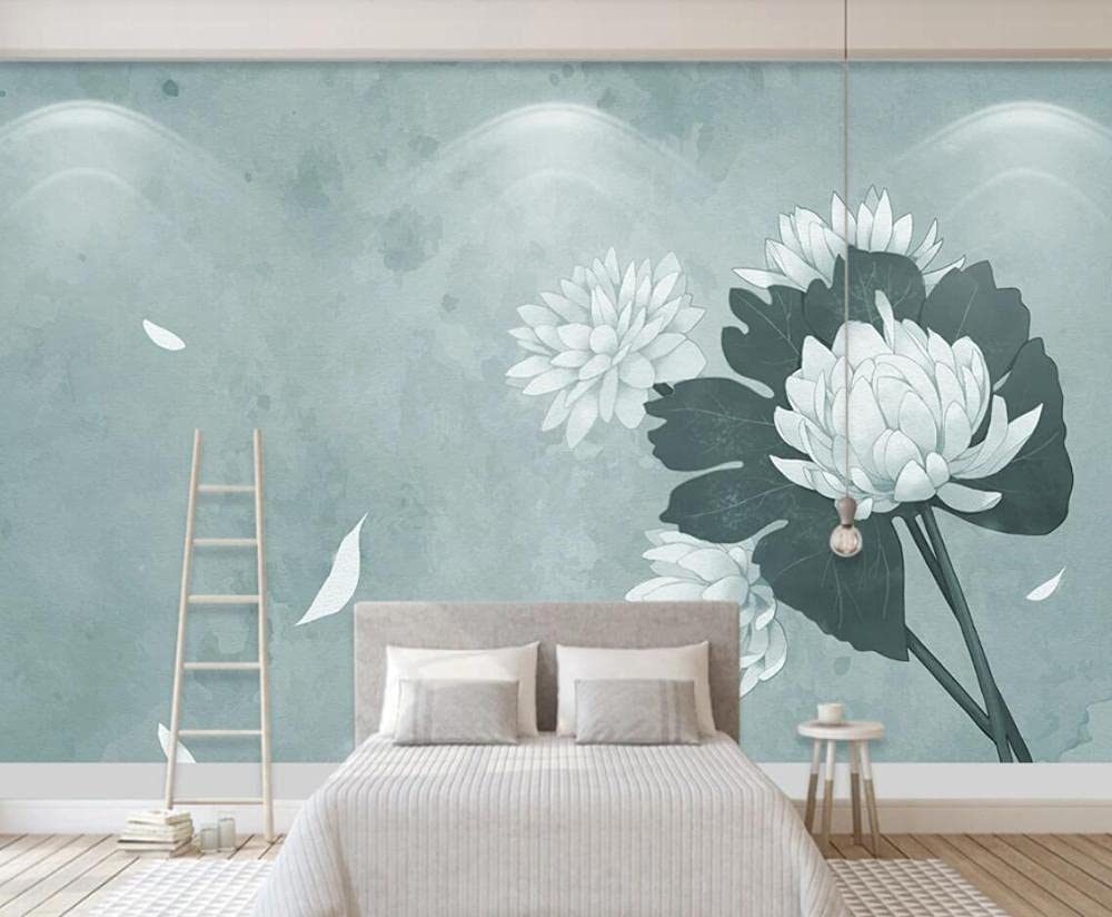 Papier Peint Vinyle 3D Blanc Lotus ZHU671 - Déco Murale Monte-escalier - Neuf