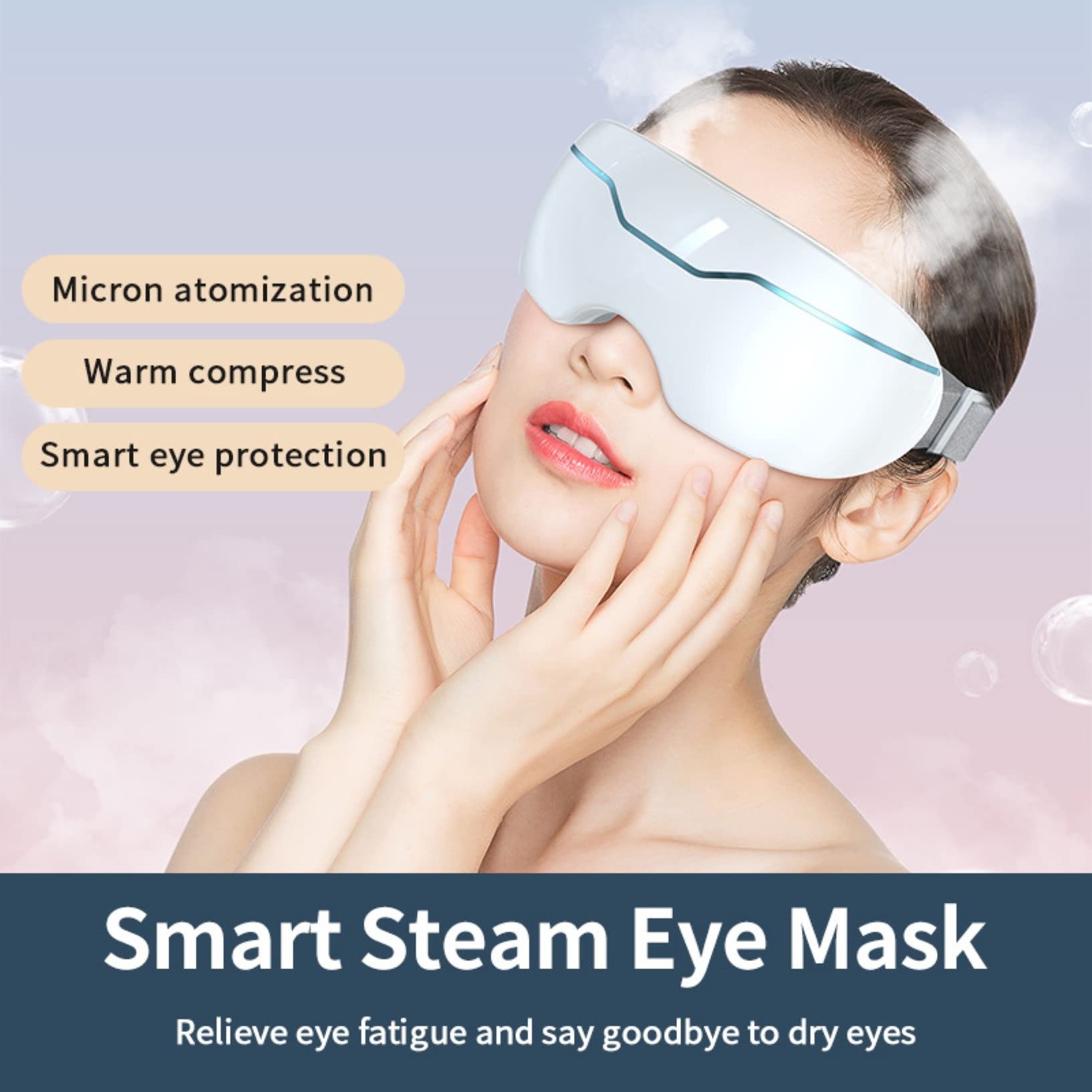 Masque Chauffant pour Les Yeux Masque Sommeil Rechargeable Et sans Fil avec 3D Contour Zero-Pressure Eye Warmer for Dry Eyes,Ideal Destress Gifts for Mom