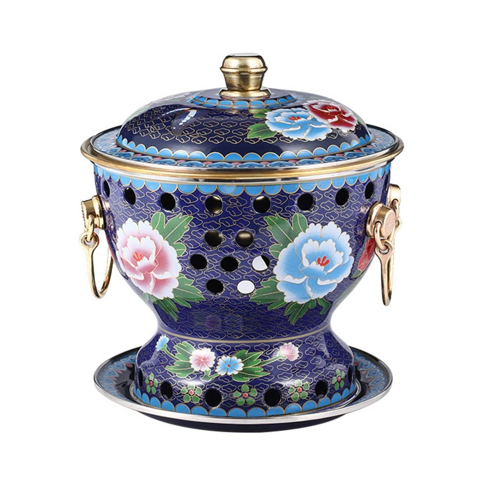 INUUXLG Single Person Small Copper Pot Old Beijing Small Fat Cow Hot Pot Chinese Traditional Cloisonne Hot Pot Commercial s Red Copper Hot Pot (Color : Blu