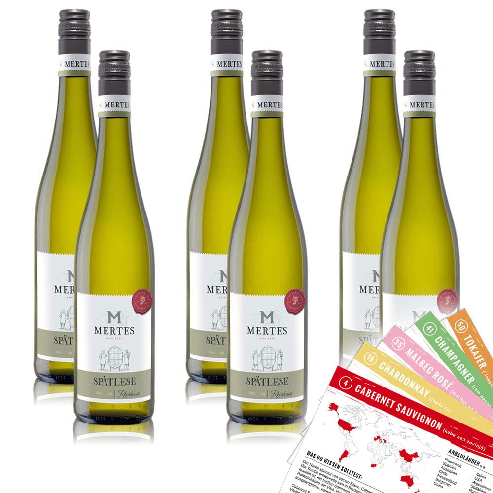 Peter Mertes Spätlese QmP, süß, sortenreines Weinpaket + VINOX Winecards (6x0,75l)