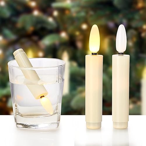 Miniatura 9 de 20 velas LED para árbol de Navidad con control remoto y temporizador, impermeables, funcionan con pilas, sin llama, velas falsas eléctricas blancas