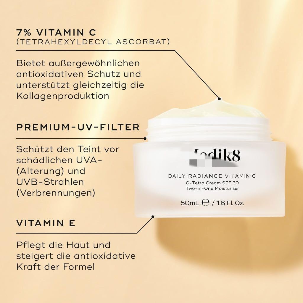 Daily Radiance Vitamin C - 2-in-1 LSF- & Feuchtigkeitscreme für das Gesicht - C-Tetra Cream LSF 30 - Schützt die Haut vor vorzeitigen Anzeichen der Hautalterung - 50ml