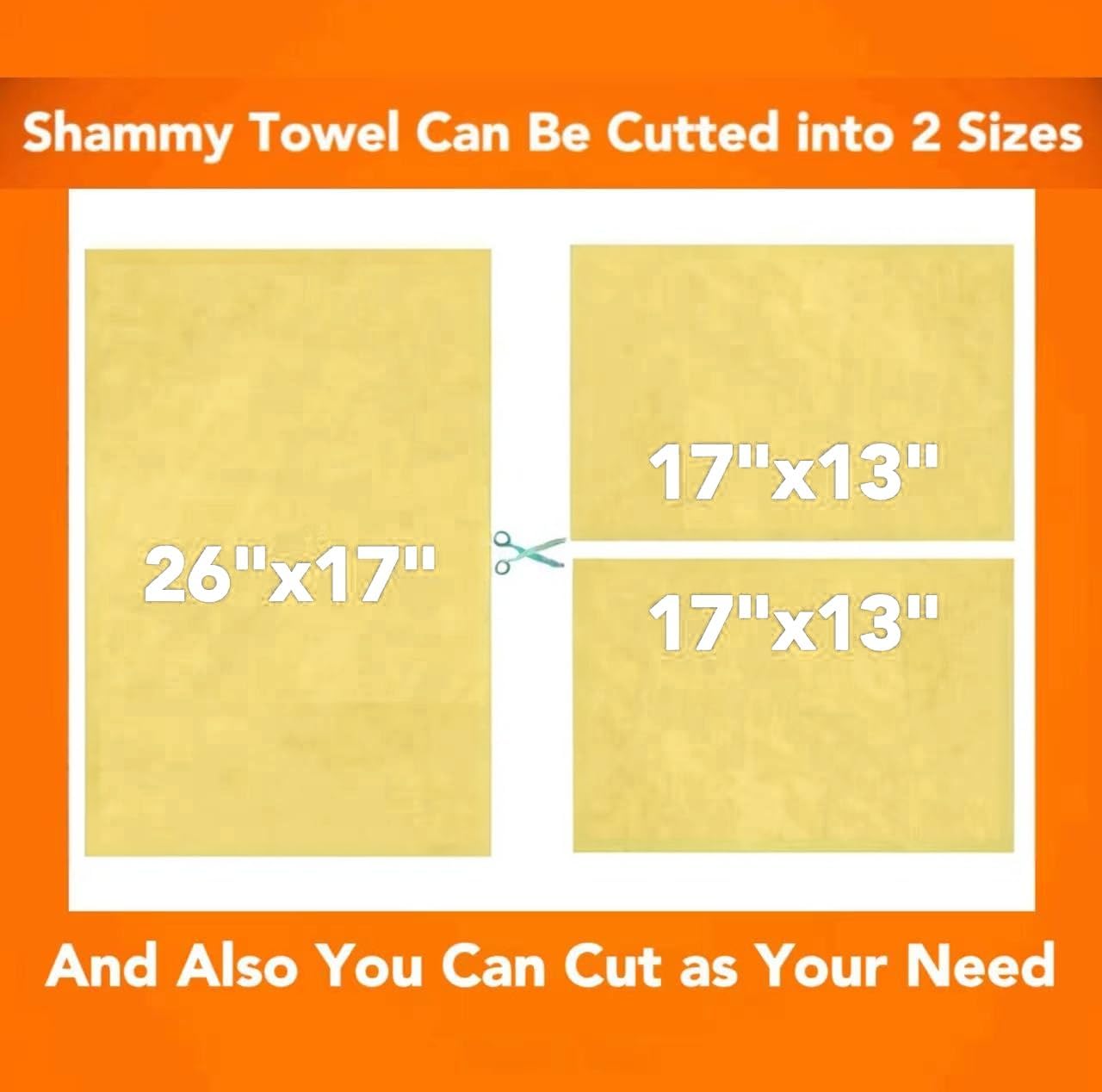 Premium Shammy Cloth for Car Drying - 2pk(26”x17”) - Super Absorbent Synthetic Chamois Towel - Reusable Car Drying Shammy - Scratch-Free Car Drying Towel(Yellow & Yellow)