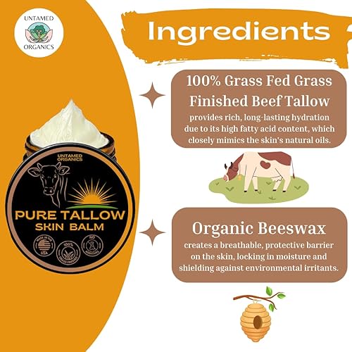 Miniatura 2 de Earthborn Organics Just Tallow - Bálsamo batido 100% alimentado con pasto con pasto para el cuidado de la piel, hidratante de cuerpo completo y cara