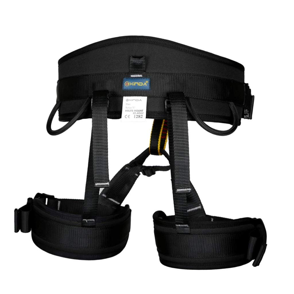 SwaYve Imbracatura Di Sicurezza per Lavoro in Altezza, Cintura Di Sicurezza Regolabile per Arrampicata su Metà Corpo Protezione Anticaduta Attrezzatura per Discesa in Corda Doppia su Roccia/Black