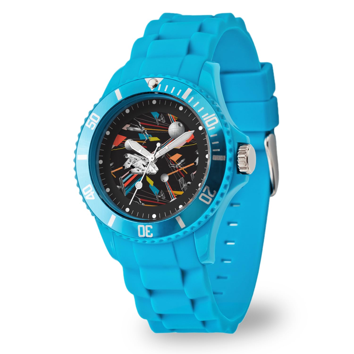 STAR WARS Orologio adulto, orologio analogico di plastica della cinghia di gomma del quarzo di sport, Blu, Plastica sportiva