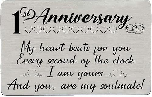 Tarjeta de regalo para marido, esposa, novio, novia, primer aniversario de boda, regalo para él, hombres y mujeres