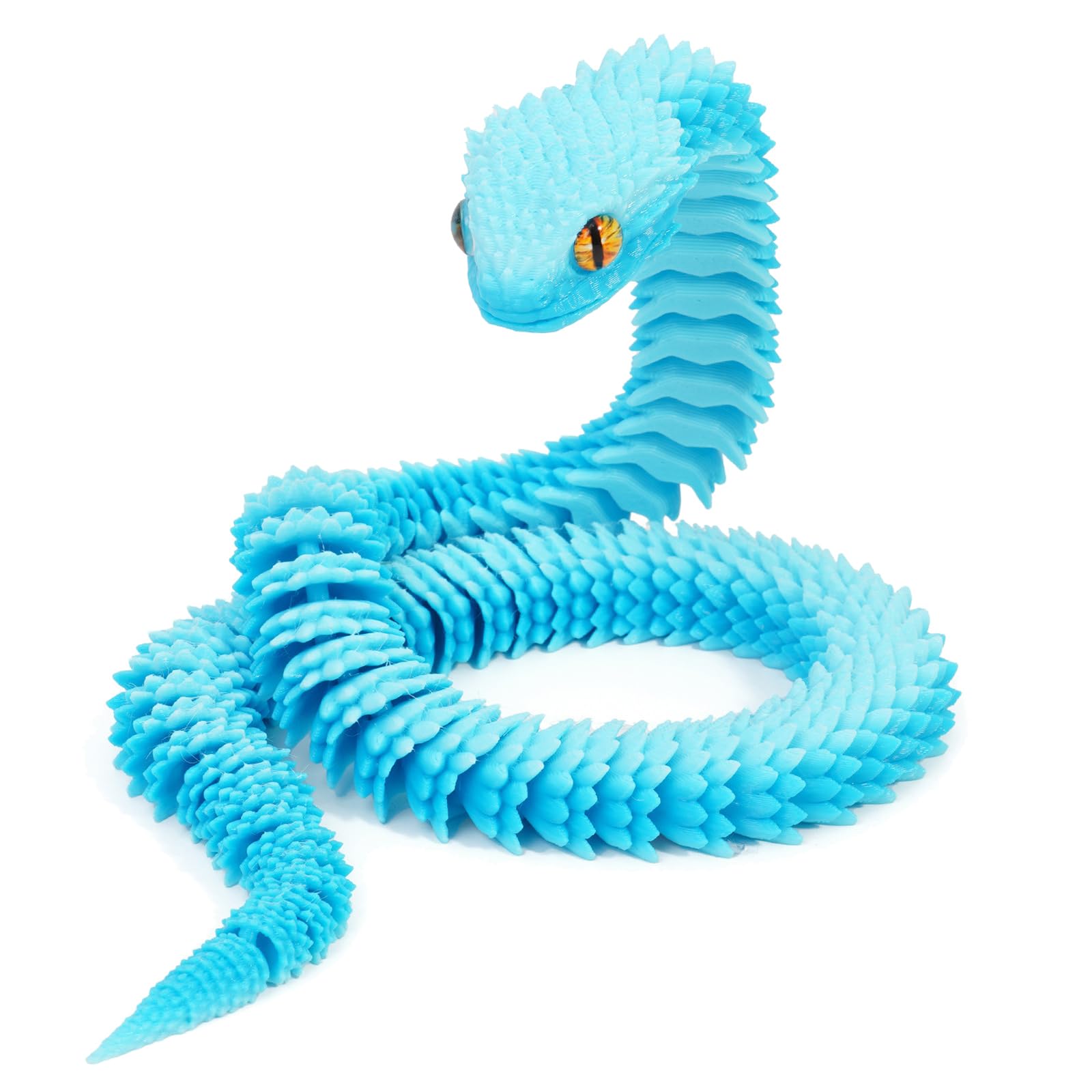 3D Printed Animals Snake, 3D Printed Fidget Toy Snake with Movable Joints, Realistic Fidget Snake Viper Executive Desk Toys for Home Office Decor Present-Blue||60CM
