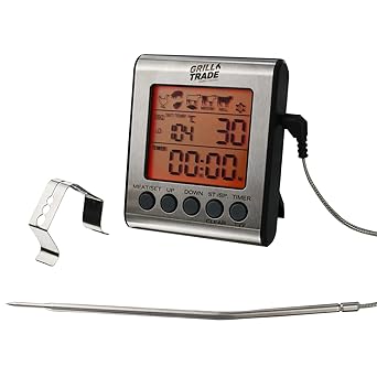 Digital Meat Thermometer - Easy to Read Cooking Thermometer for Grilling or BBQ - Digital Food Probe for Kitchen, Grill, Oven - Waterproof & Heat Resistant with Backlight & Calibration
