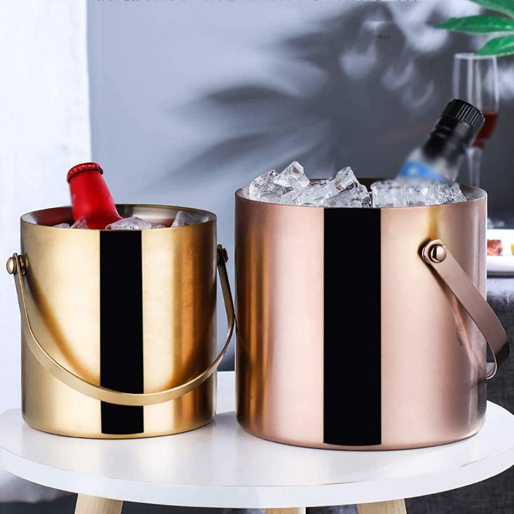 密閉蓋付きポータブルアイスバケット、断熱二重壁アイスバケット、ハンドル付きつや消しステンレススチールアイスバケット、ホームデコレーシ