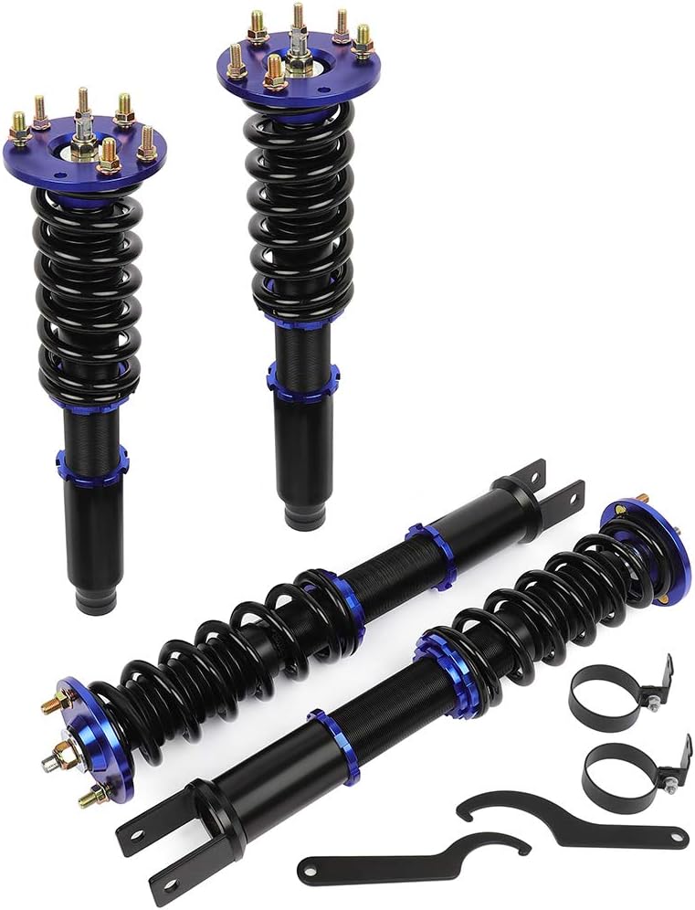 Coilover Struts Spring Shocks Adjustable Height Coilovers Suspension Struts Coil Spring Shocks and Struts Full Set Kits ECCPP Fit for 2008 2009 2010 2011 2012 for Honda for Accord - Blue