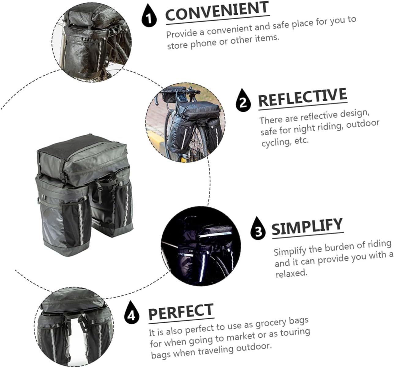 1pc Rear Rack Bag Capacity Mountain Bike Carry Bag for -distance Cycling and Saddle Pannier for Outdoor Riding